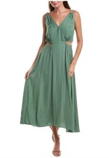 MAJE Rune Dress Women's size 8 size 40 NWT Sleeveless Cut Out V-Neck Midi