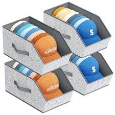 Hat Organizer for Baseball Caps - Holds 48 Hats Large 4 Pack Ant Light Gray