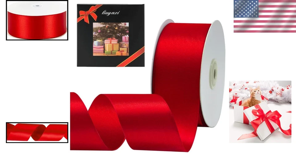 Vibrante cinta de satén de doble cara de 2" X 25 yardas - Ideal para manualidades y decoraciones Foto 2 de 4