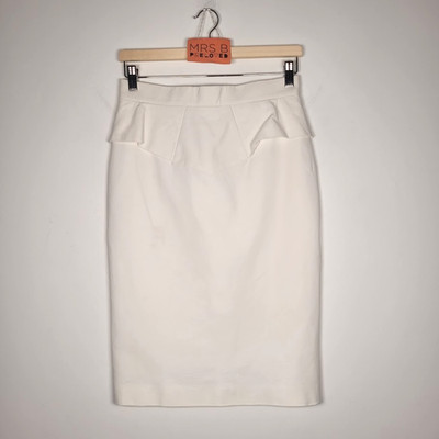 Emilio Pucci Rock UK 12 28 Zoll Taille Off White Schößchen Baumwollmischung Made in Italy