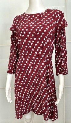 Sandro Silk Dress With Stars Ruffles On The Sleeves Size 3 US 8