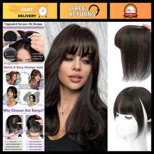 Real Human Hair Clip-in Bangs Topper for Women - Brown Black Hair Extension