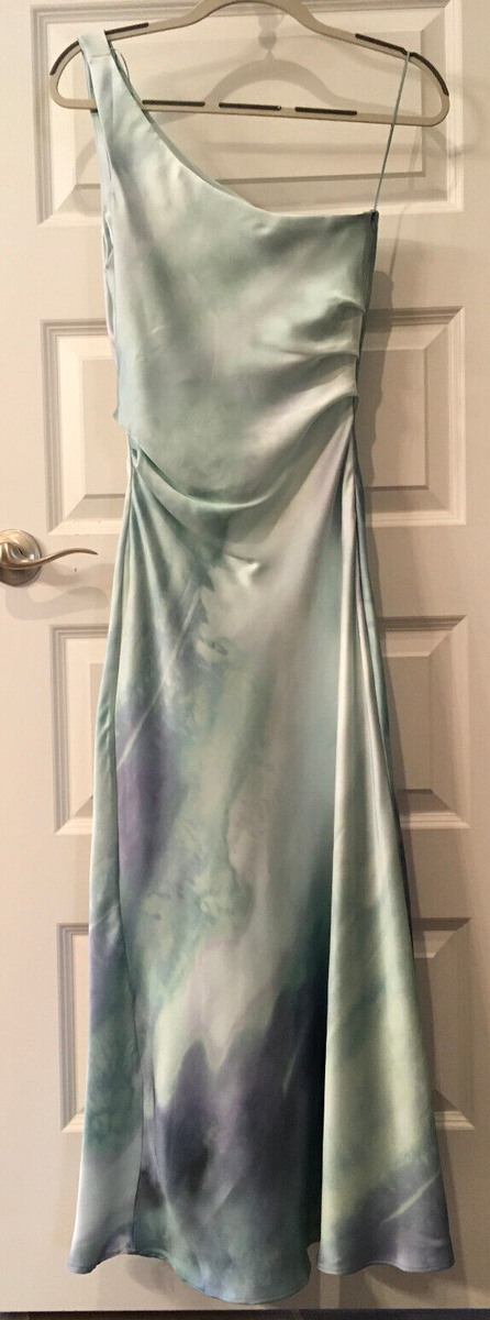 NWT ZARA WOMAN'S DRAPED SATIN EFFECT DRESS GREENS SIZE S 7949/430 | eBay
