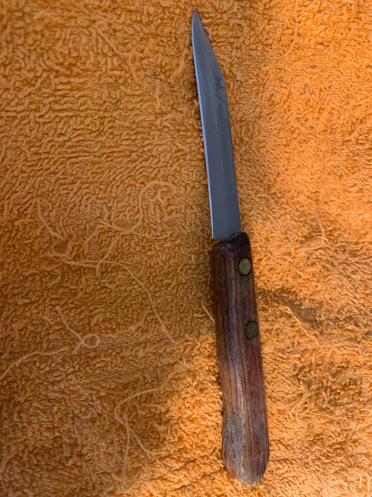 Vintage Geneva Stainless 3" Blade Paring & Peeling Knife Wood