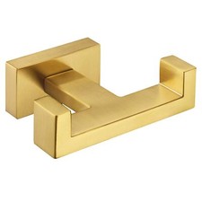 Double Towel Hook Brushed Gold SUS304 Stainless Steel Square Coat Robe Holder...