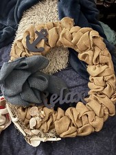 Relax Seashell Beach Themed Wreath With Burlap