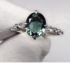 Teal Sapphire Women Ring Anniversary Birthday valentine day Gift For Her