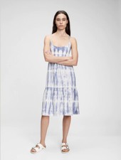 NWT GAP Racerback Tiered Midi Dress - Tie Dye Blue - Size Medium