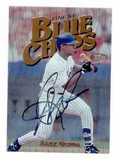 Alex Ochoa autographed baseball card (Mets) 1997 Topps Finest #200 Blue Chips