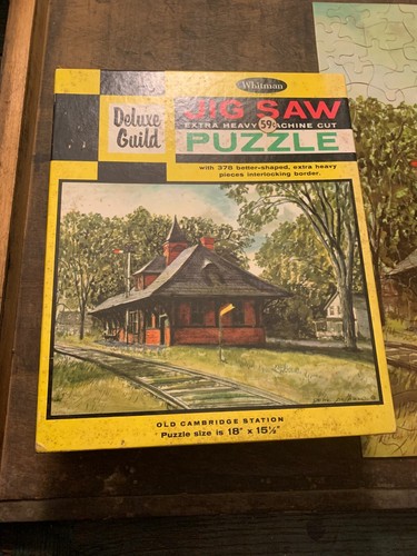 VINTAGE WHITMAN DELUXE GUILD PUZZLE JIGSAW Complete "Old Cambridge Station" 4615 - Picture 2 of 6