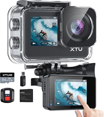 XTU S6 Action Kamera 4K30FPS 20MP mit 64GB Micro SD Karte WiFi 40M Wasserdicht