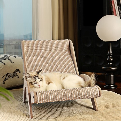 Sisal Cat Lounge Chair Sofa Pet Scratching Post Pad Sleep Bed Kitten Hammock UK - Picture 3 of 11