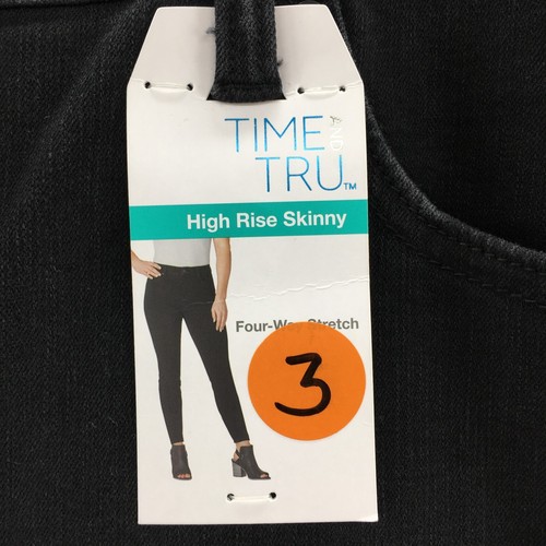 Time And True Skinny Jeans Womens 16 (actual 36x30) Black High Rise Zip Fly NEW - Picture 14 of 21