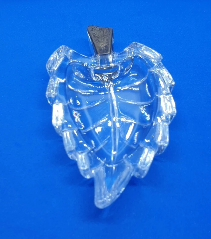 Ciotola a foglia in cristallo con manico in argento marcato. Vintage anni '80. - Immagine 2 di 4