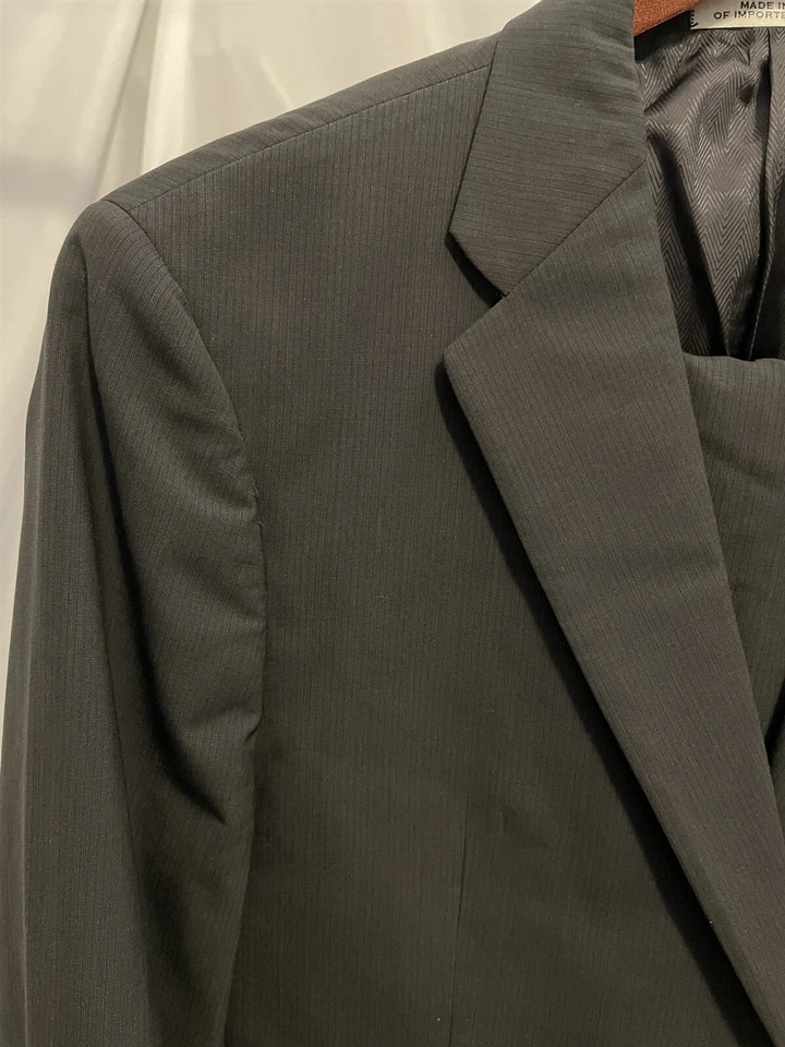 Traje Joseph Abboud 40L 32 x 32 2 piezas Zignone Super 110s lana carbón tejido rayas Foto 3 de 4