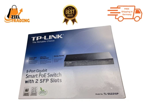 TP-Link TL-SG2210P 8-Port Gigabit Smart PoE Switch mit CDS & NetzKabel