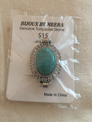 BIJOUX by MEERA  Genuine Turquoise Stone Silver Tone Bracelet 7''