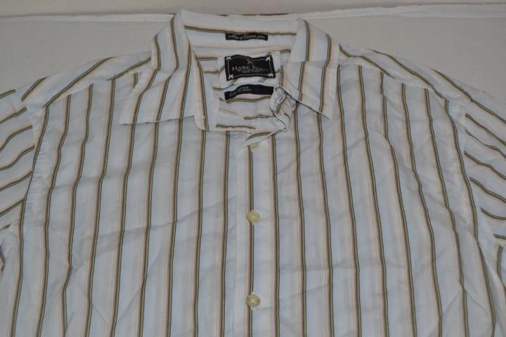 CAMISA DE VESTIR MARC ECKO NEW YORK AZUL MARRÓN A RAYAS PARA HOMBRE TALLA MEDIANA M Foto 2 de 4