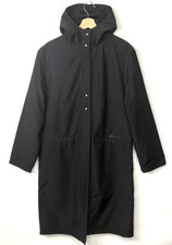 Vtg Elle Womens Rain Coat Long Hooded Waterproof Lined Button Up Black X-large