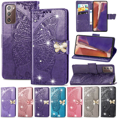 Butterfly Diamond Case Wallet Leather Cover For Samsung S22 S20 FE Note20 S10 S9