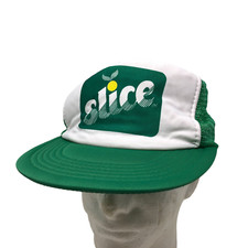 VTG Slice Green Mesh Trucker Snapback Hat Lemon Lime Soda USA Size M/L Design