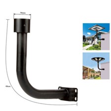 STAFFA PALO PER LAMPIONE STRADALE 65CM SUPPORTO CURVO FARO APPOGGIO MURO NERO