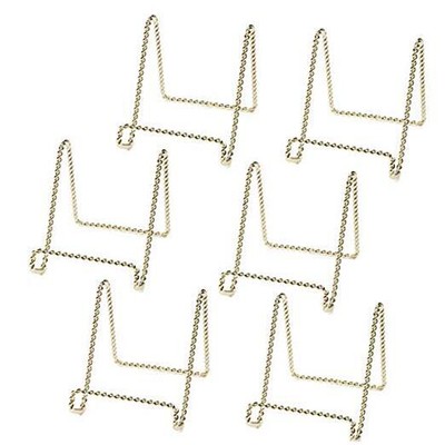  6 Pcs Plate Stands for Display Holder Gold 3 Inch Twist Wire Iron for Picture 