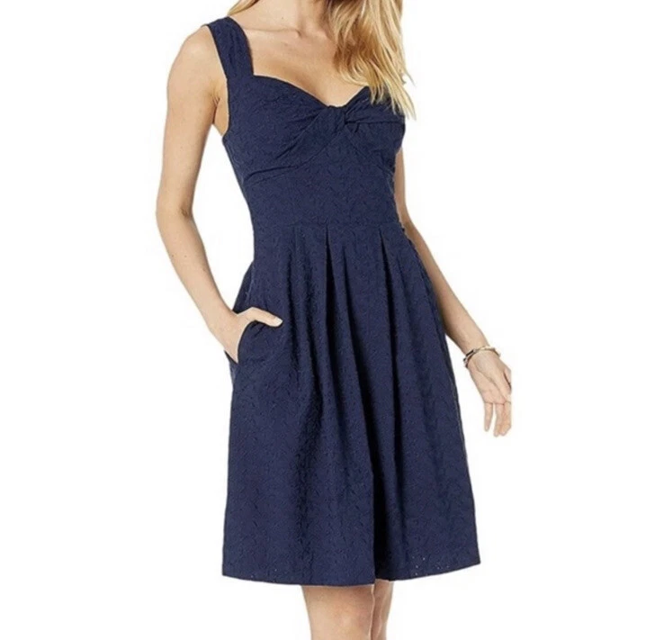 NWT LILLY PULITZER CYNDI DRESS TRUE NAVY FISHY EYELET Women s Size
