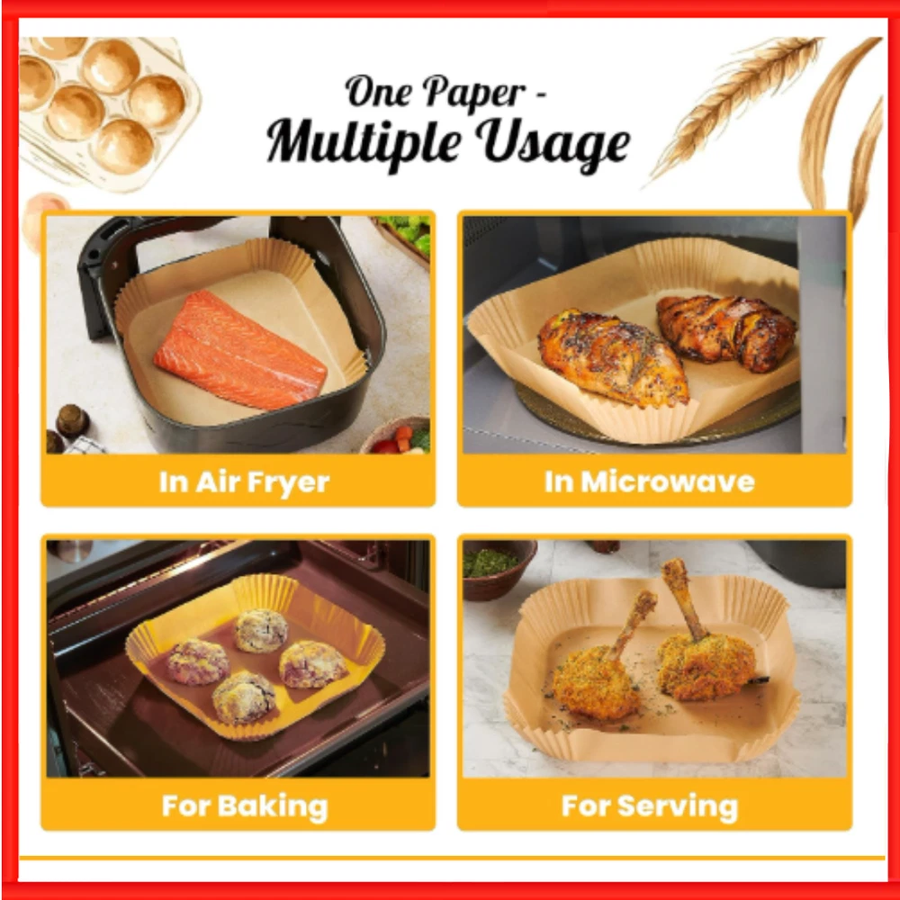 Air Fryer Paper Liners, 120Pcs Air Fryer Disposable Liners, Non-Stick and Oil...