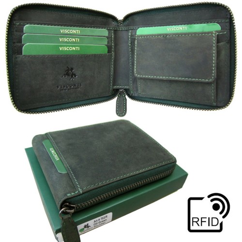 Cartera de cuero para hombre RFID cremallera alrededor Visconti Hunter diseño de calidad nueva en caja 702 - Imagen 13 de 20