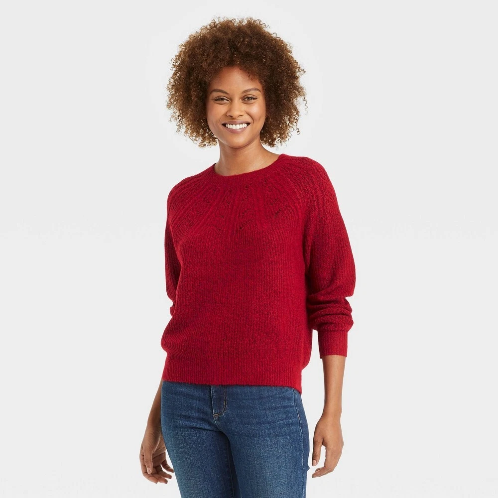 Women's Crewneck Pullover Sweater - Knox Rose Red XL