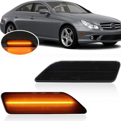 For 06-11 Mercedes Benz W219 CLS Class Amber LED Smoked Bumper Side Marker Light