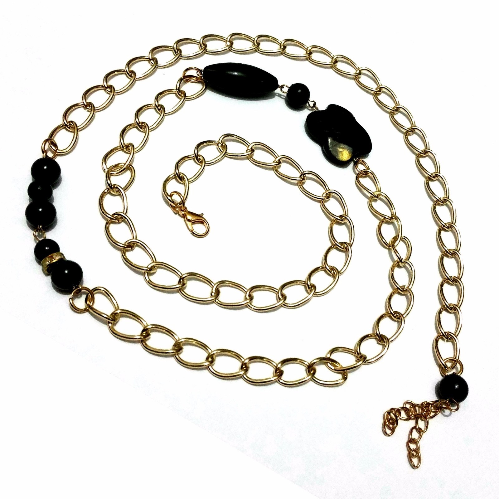 Elegant 100cm Pearl Chain Waist Belt with Hip Ribbon-image