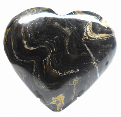 2.9'' Waved Dark Stromatolite Heart Natural Algae Fossil Gemstone Mineral - Peru