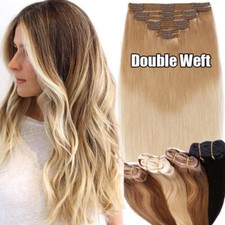 170G Ombre Thick Clip in Remy Human Hair Extensions Real Double Weft Full Head