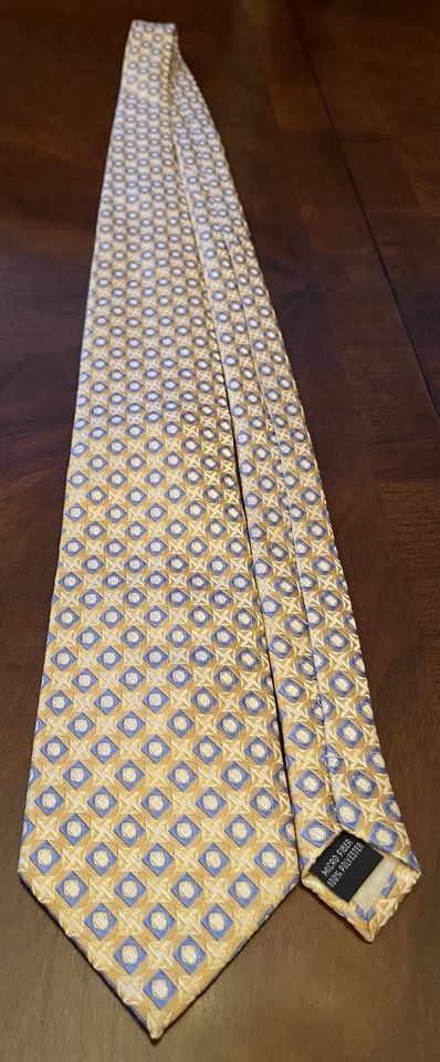 Corbata para el cuello Laurant Bennet Milano azul dorado 100 % poliéster para hombre hecha en China Foto 3 de 4