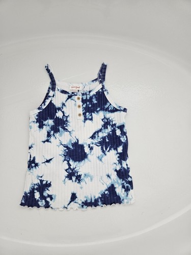Cat & Jack Girls Blue Tie Dye Rib Knit 3-Button Tank Top Medium 7 - 8 - Picture 3 of 3