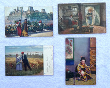 Vintage Raphael Tuck 'OILETTE' Colour Art Postcards x4 Lot  Posted 1904 - 1905