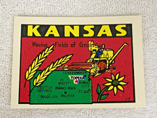 Vintage Souvenir Kansas State Golden Age Travel Window Decal Paper Sleeve