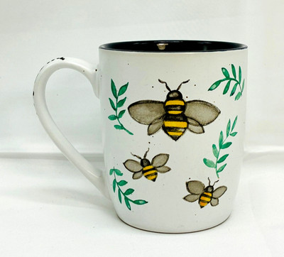 HEARTLAND HIVE 'Busy Bee' Speckled Bumble Bees Stoneware 14oz Coffee Cup Mug