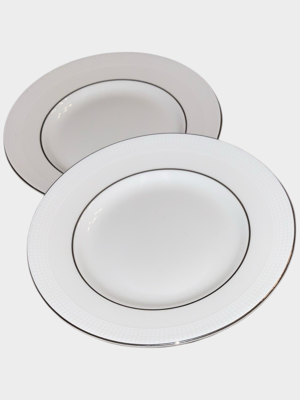Wedgwood Vera Wang Blanc Sur Blanc 2x Side Plates 15cm Platinum Rim Excellent