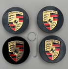 Black wheel centre caps 76mm FREE TOOL fits Porsche 911 boxter macan etc