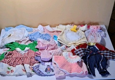Lot 23 Vintage Baby Doll Clothes Most Handmade Some Bought Various Sizes & Style
