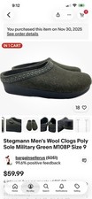 Stegmann Men's Wool Clogs Poly Sole Military Green M108P Size 9