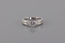 Sterling Silver 6 Prong Solitaire Channel Set Baguette Band Ring 925 Sz: 8