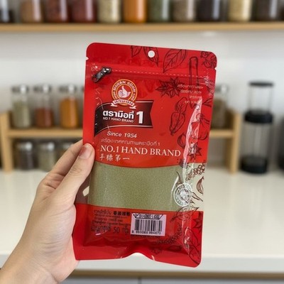 Ground Coriander Root Powder Thai Cooking Spices Herb No.1 Hand Brand 50g.
