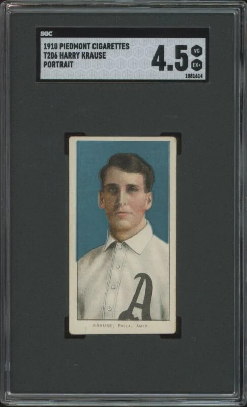 1909 T206 HARRY KRAUSE VG-EX+ PORTRAIT PIEDMONT 350 SGC 4.5 ATHLETICS