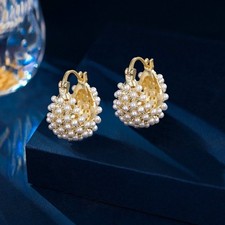 Fashion Jewelry Rhinestone Crystal Lady Ear Stud Earrings Pearl For Women Party