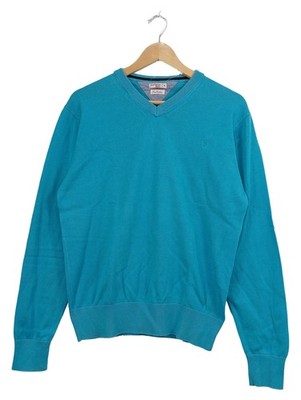 Jean Carriere Pullover V-Ausschnitt Türkis Gr. 48