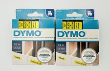 NEW 2x Genuine DYMO D1 45018 Label Tape Black on Yellow 1/2" x 23' (S0720580)